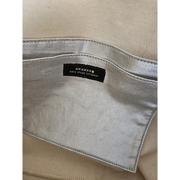 KATE SPADE SATURDAY Silver Metallic Canvas Large Tote Bag Purse Double Straps - Picture 6 of 11